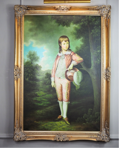 The Pink Boy After Thomas Gainsborough -  Signed Large Portrait Oil Painting by Patierno