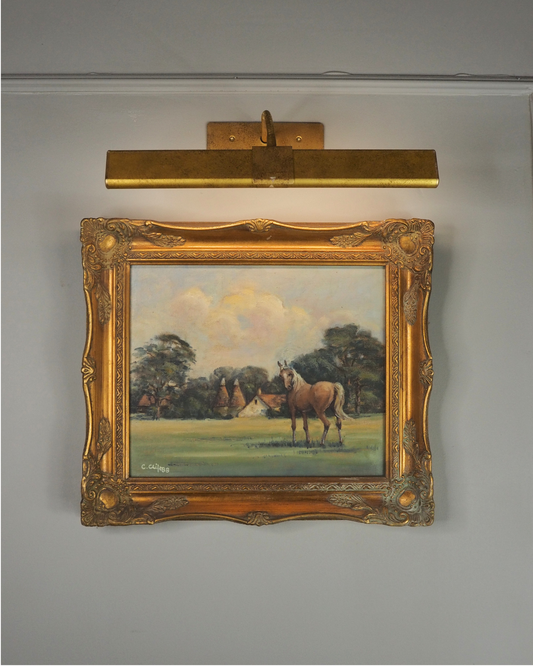 Charles Clift Original Oil Painting Landscape Farm Horse Antique Gold Ornate Frame
