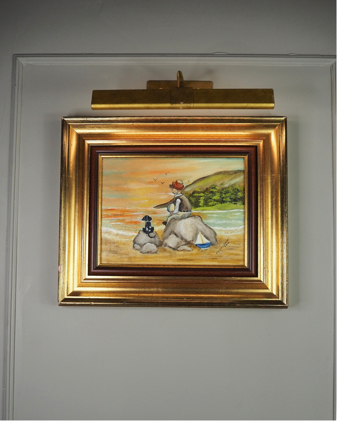 Seaside Bond - Original Oil painting by N.G. Reynolds in Double Frame