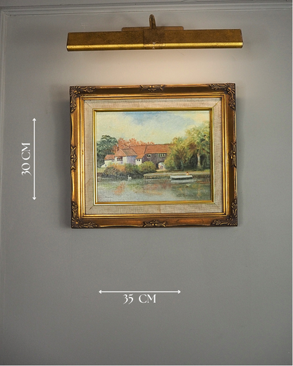 Vintage Country Village Oil Painting | Signed Linnel Landscape Art
