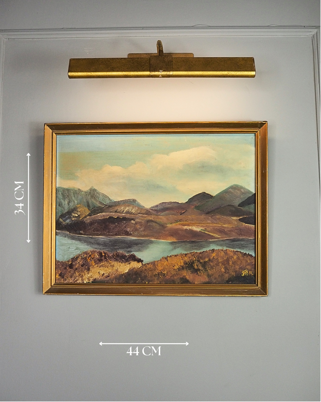 Golden Peaks – Signed Vintage Oil Painting in Gilt Frame