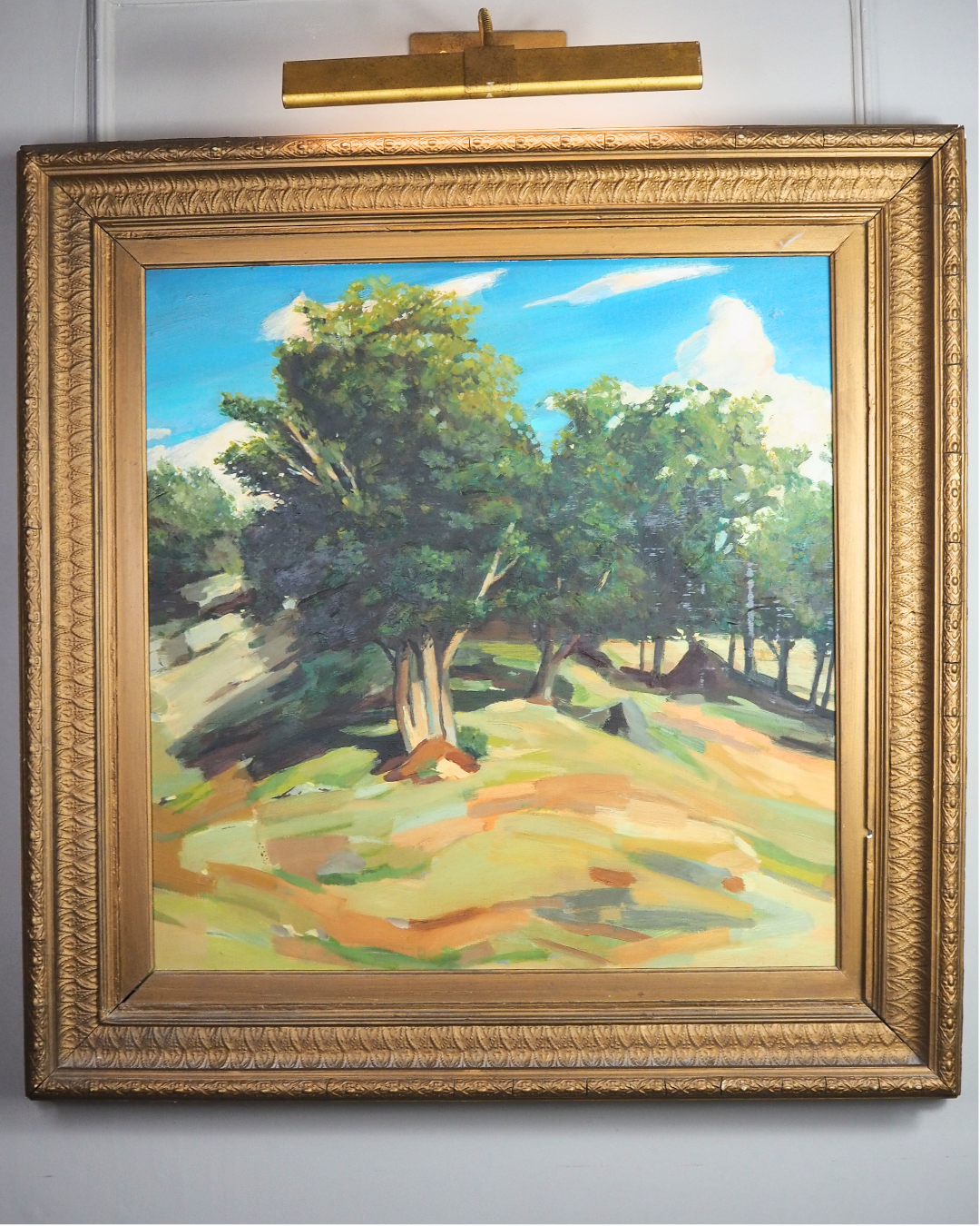 Large Vintage Oil Painting After Paul Cézanne - Impressionist Landscape