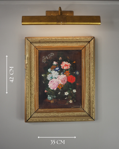 Heavy Antique Frame with Floral Oil Painting SIgned by M.Hodges 1923