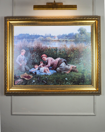 Daniel Ridgway Knight -"Noonday Repast" Large Vintage Print In Gilt Frame