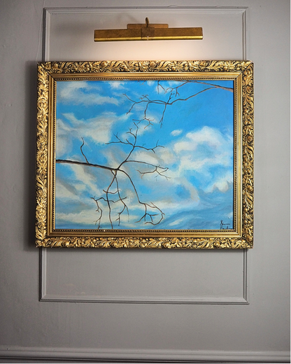 Blue Sky -Large  Vintage Oil Painting in Gold Gilded Belvoir Frame