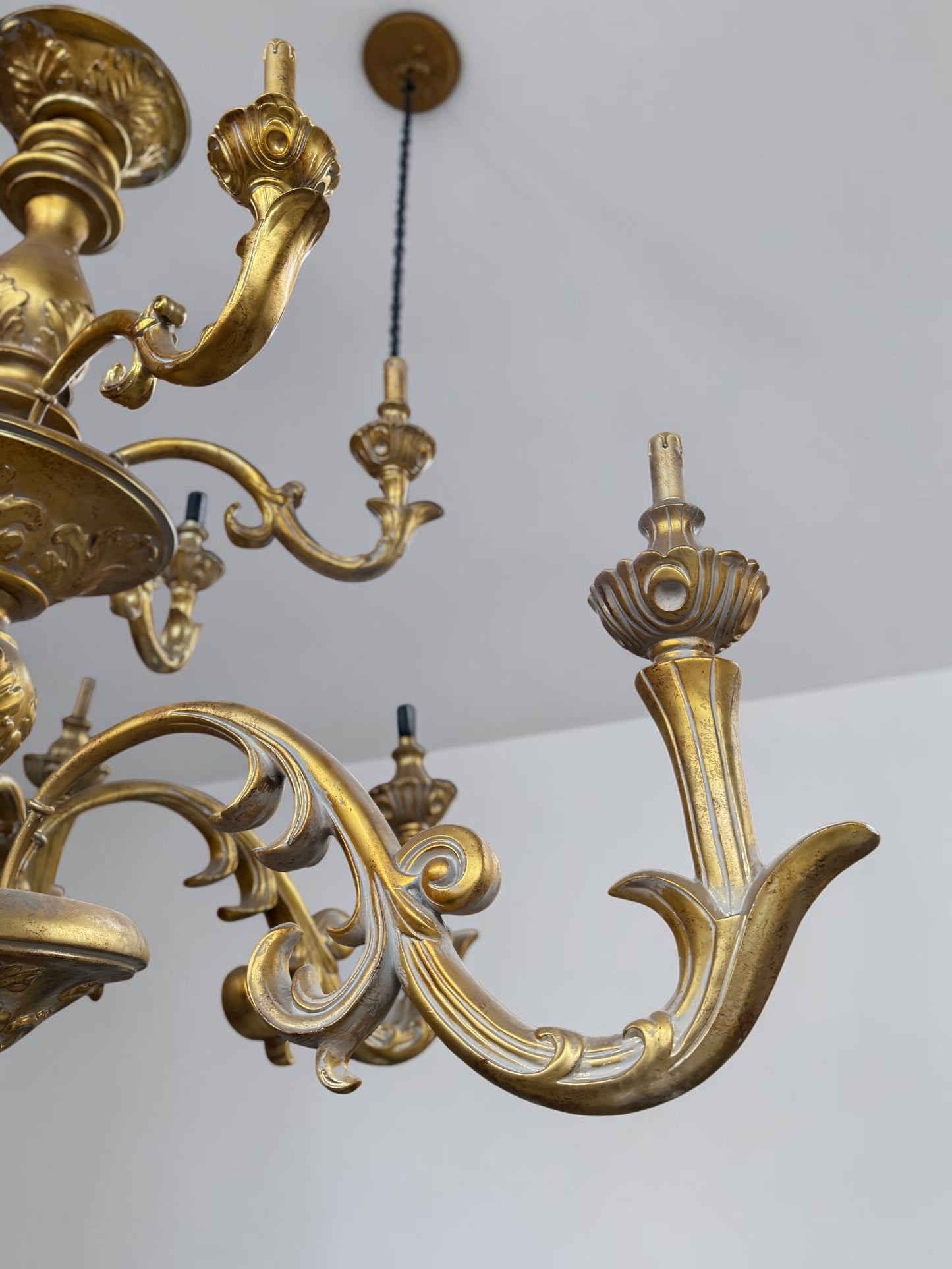 Huge Vintage French Gilded Ornate Chandelier | Extra Large 2 Tier Chandelier