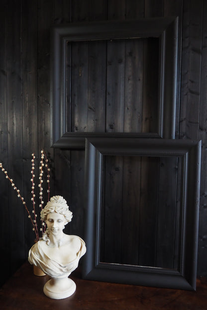 Large Vintage Black Distressed Upcycled Solid Wood Frame- The York