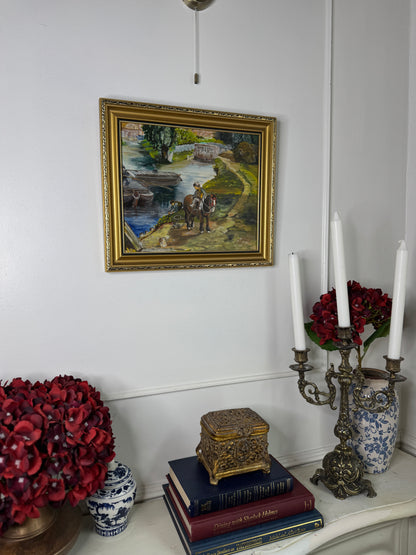River Ride – Vintage Painting in Ornate Gold Gilt Frame