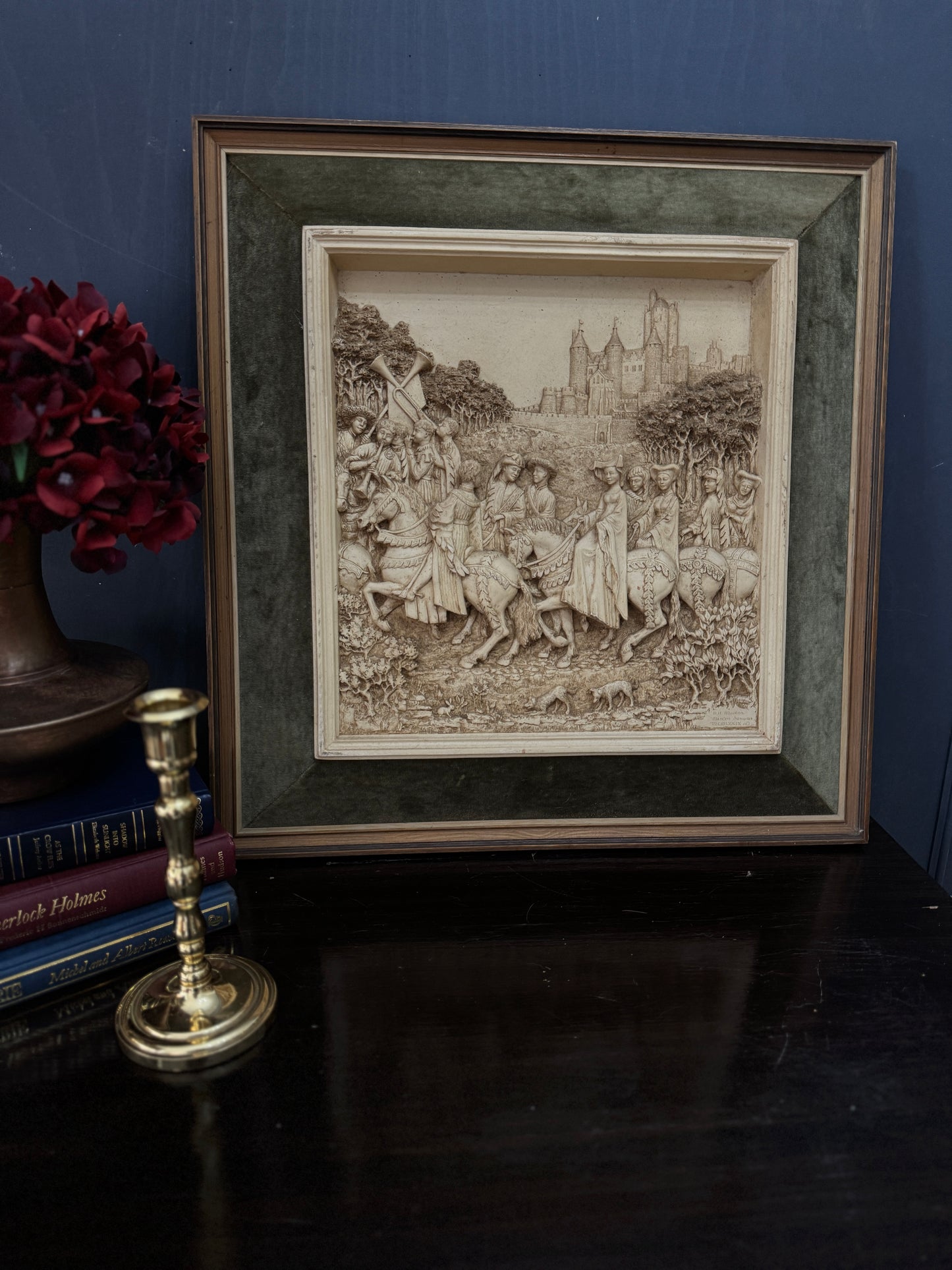 Vintage D.H. Moreton 1979 Marcus Designs Wall Plaque | Romantic Courtship Scene | Woodland Animals | 3D Raised Relief Art
