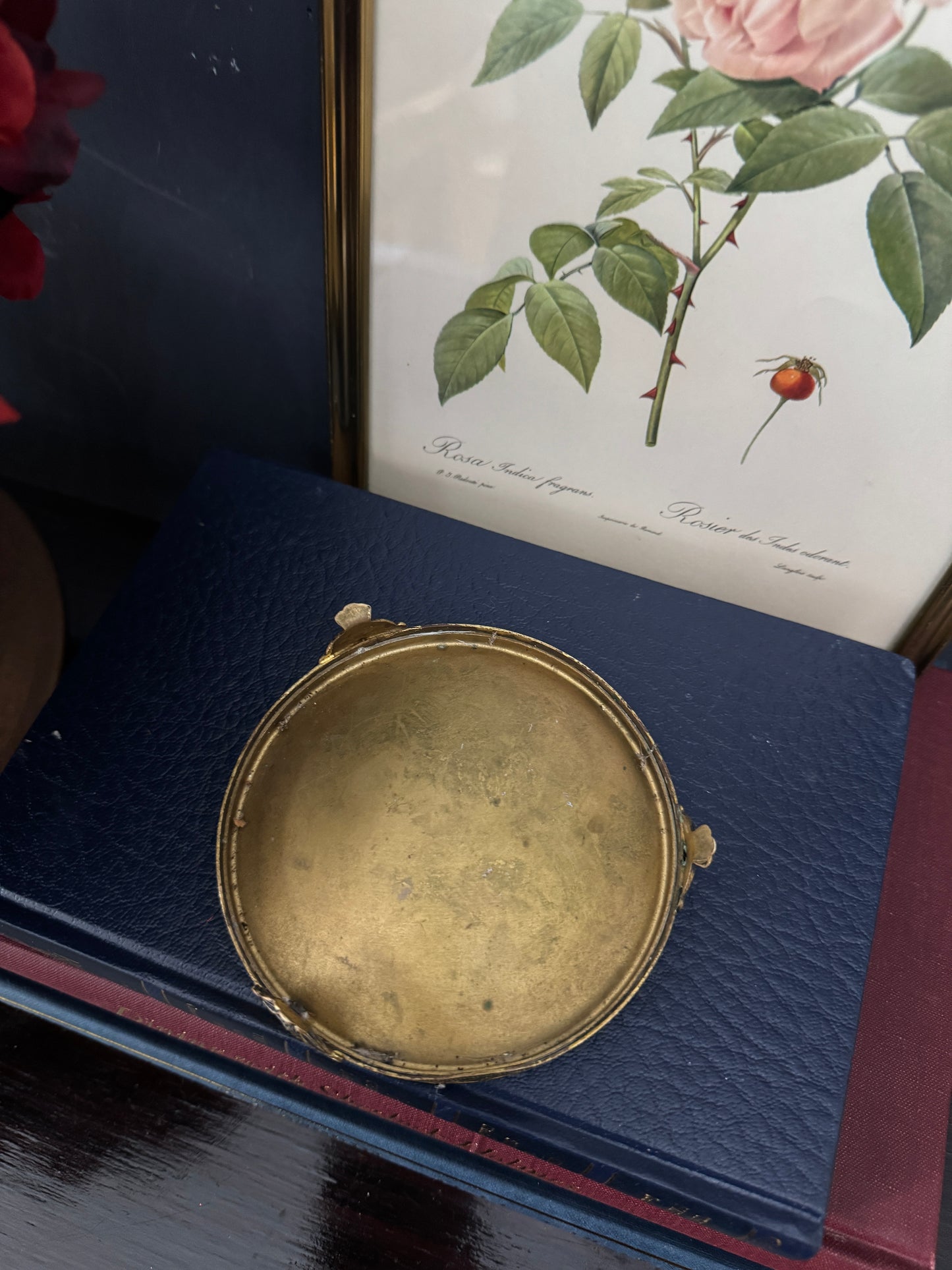 Antique Brass Jewellery Tray with Glass Top for Elegant Storage