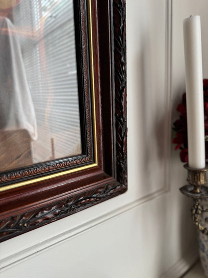 Vintage Large Reproduction Print in a unique wooden frame