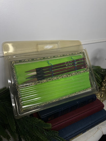 Vintage 1980s Chinese Paintbrush Set with Natural Bristles |Calligraphy Set