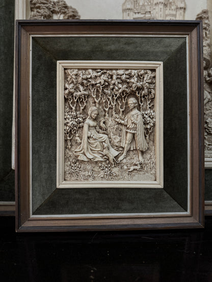 Vintage D.H. Moreton 1979 Marcus Designs Wall Plaque | Romantic Courtship Scene | Woodland Animals | 3D Raised Relief Art