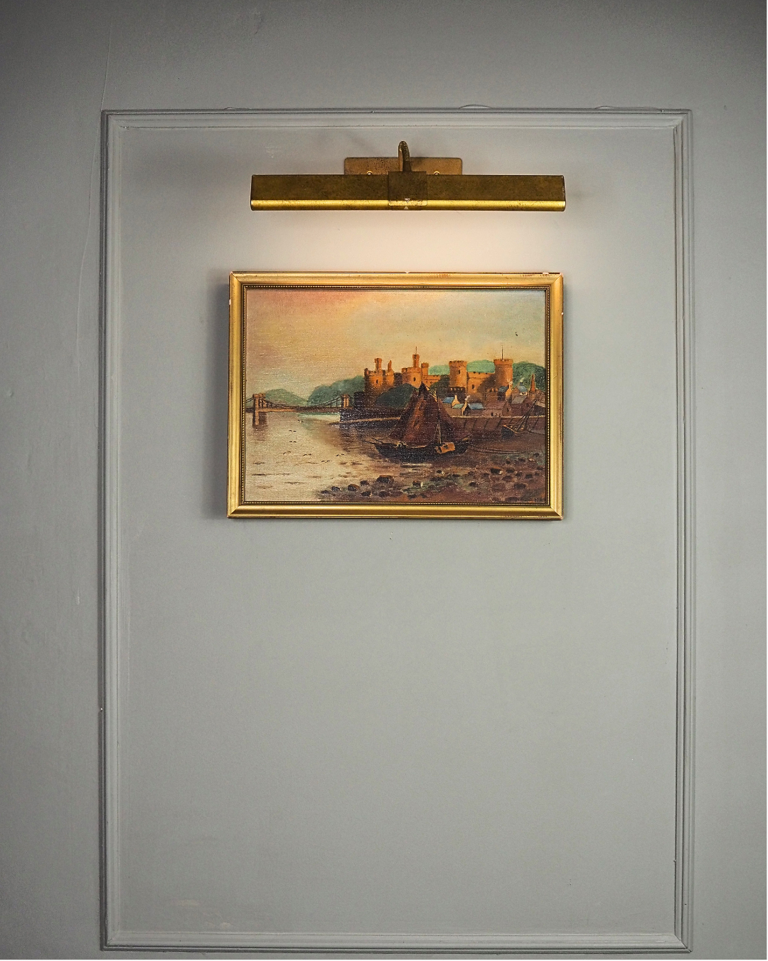 Harbour Serenity – Signed 1934 Vintage Seascape Oil Painting