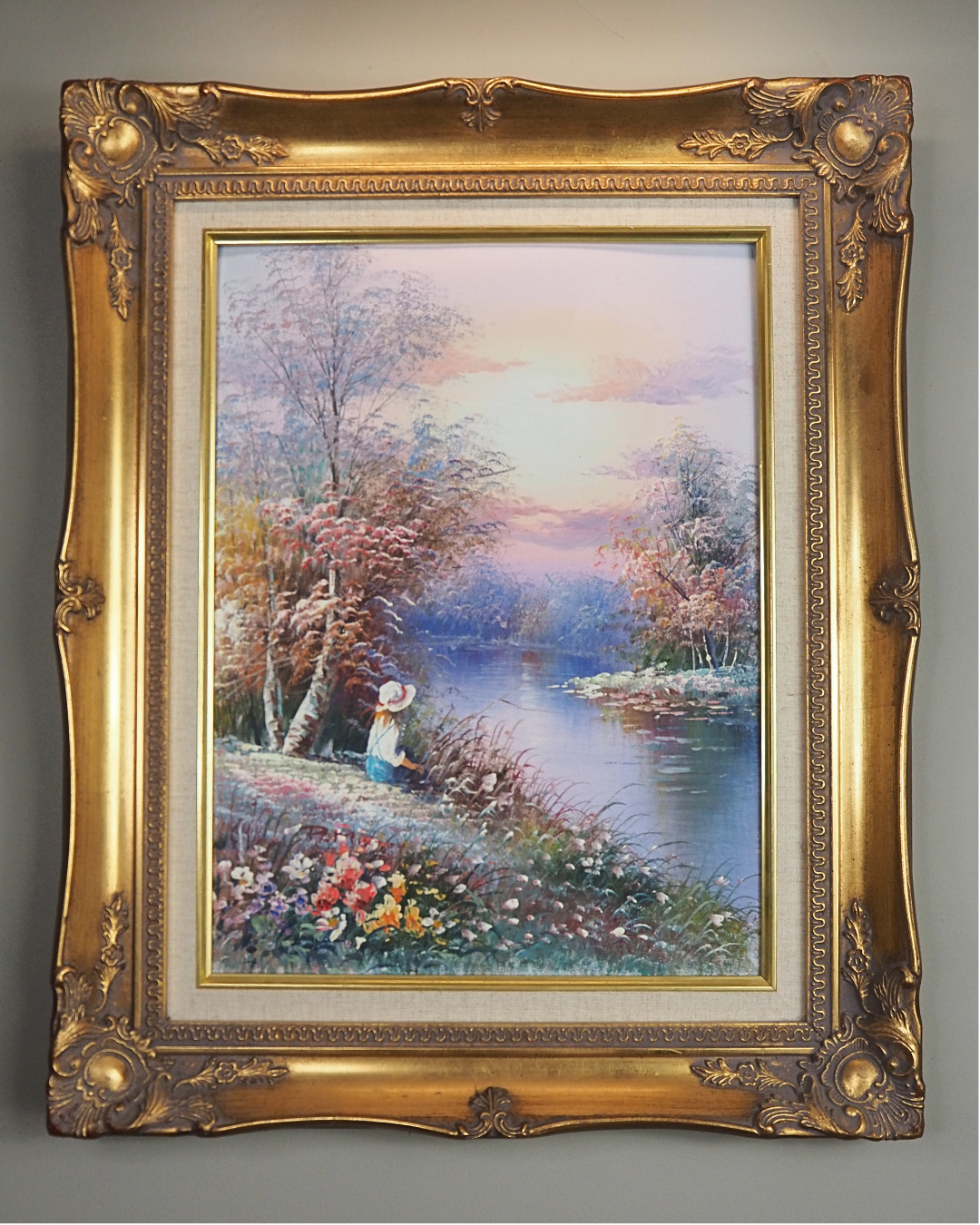 Fishing Girl- Impressionist Oil Painting by P. Minton