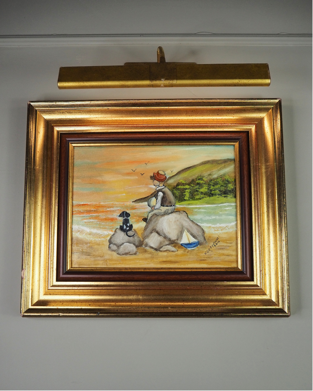 Seaside Bond - Original Oil painting by N.G. Reynolds in Double Frame