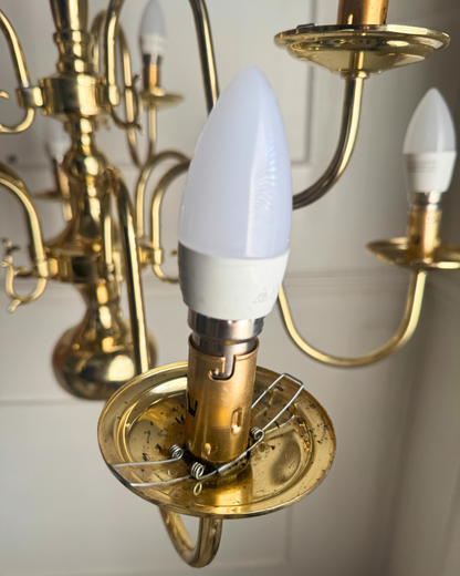 Vintage Dutch Brass Chandelier – 9 Light Baroque Style Ceiling Lighting