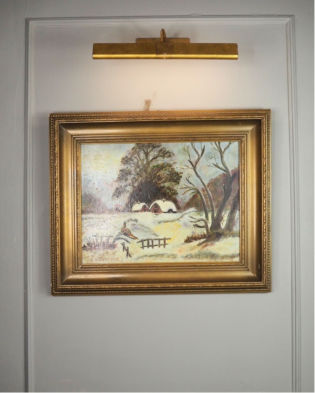 Frosted Landscape- Vintage Oil Painting by E. Henstock