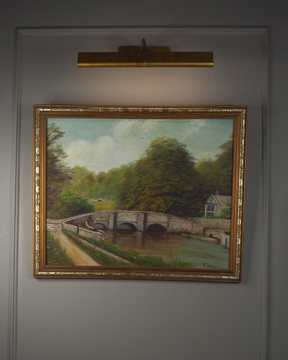 Vintage Signed Sheepwash Bridge Landscape Oil Painting