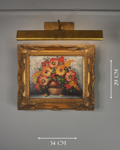 Mid-Century Heavy Brushwork Floral Oil Painting in Ornate Frame