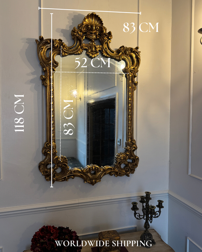 French Louis Style Gold Gilt Wooden Mirror – Large Ornate Statement Piece