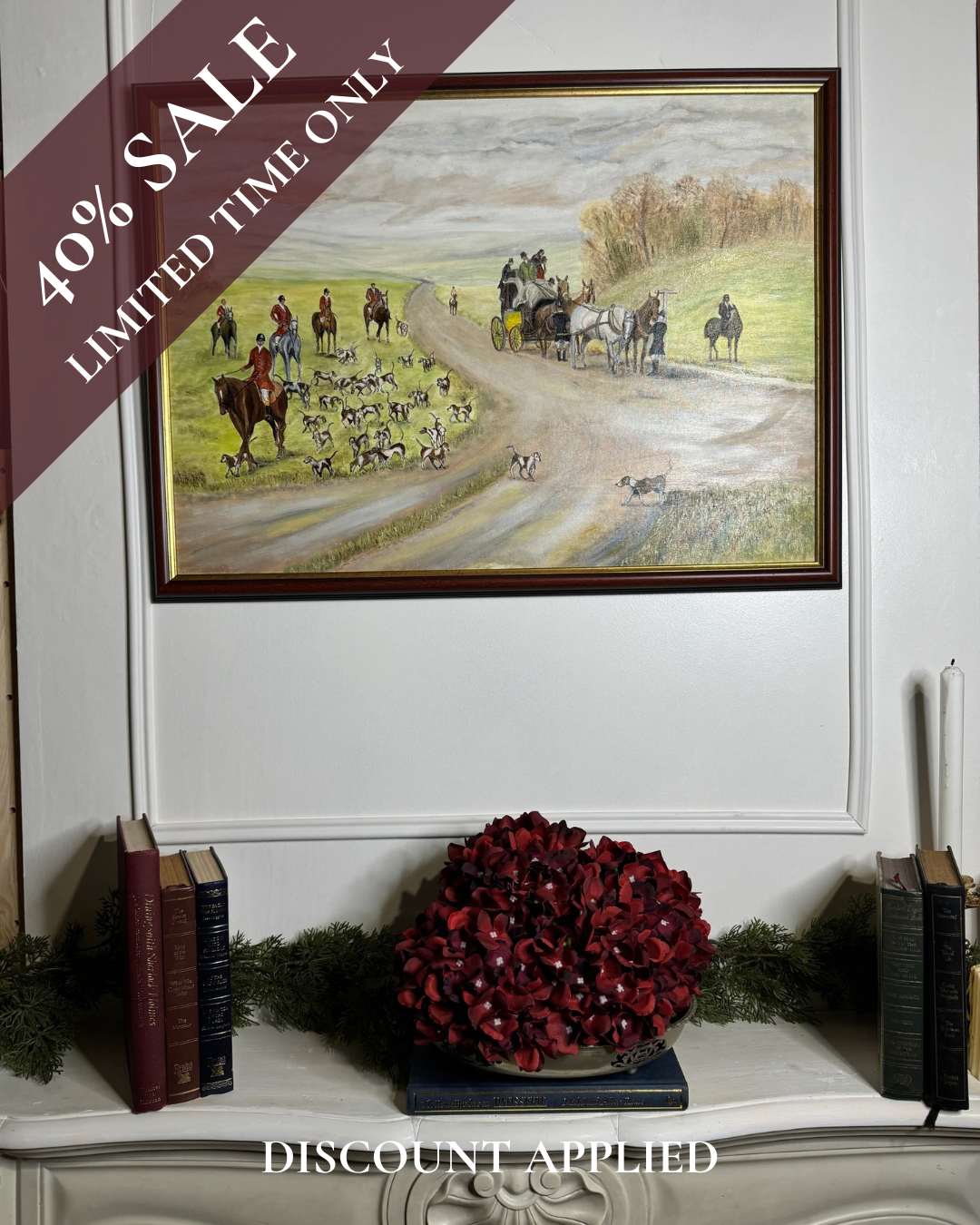 Large Oil Painting by N.G. Reynolds- UK Artist - Fox Hunting ( 77 x 56 cm )