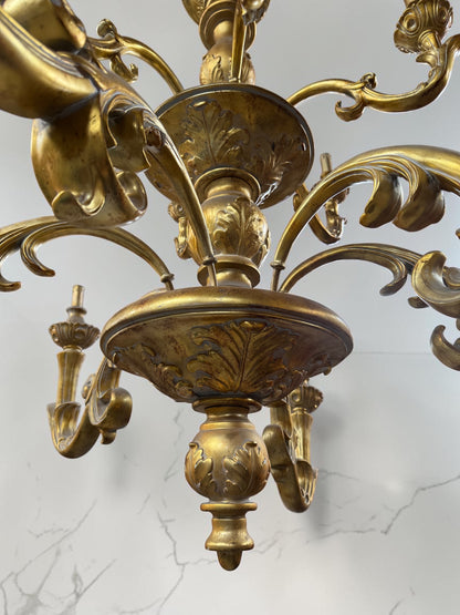 Huge Vintage French Gilded Ornate Chandelier | Extra Large 2 Tier Chandelier