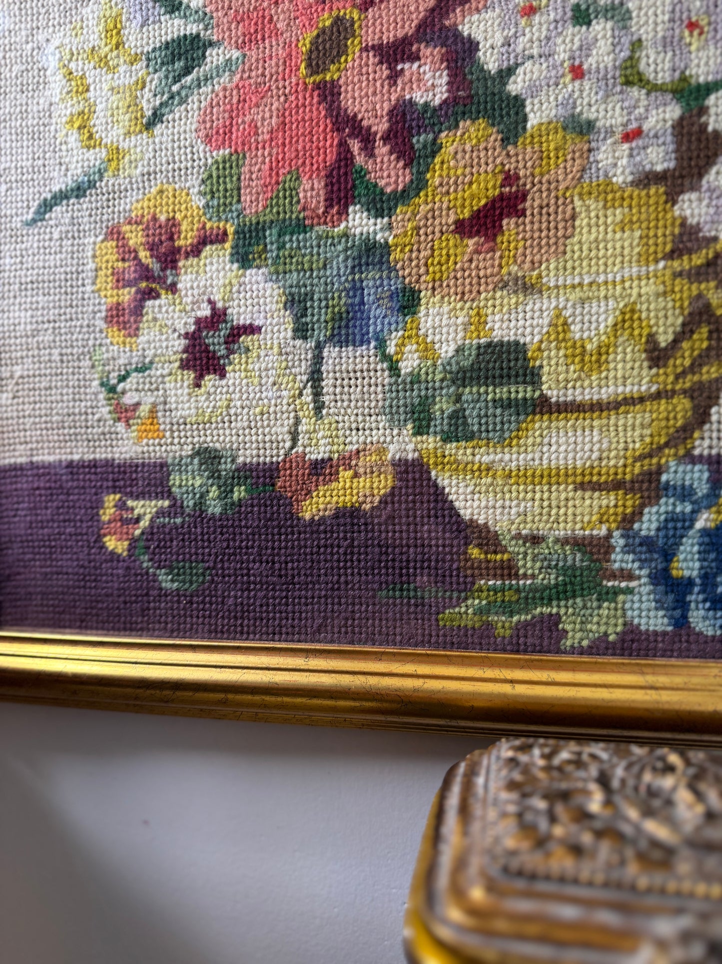 The Heirloom Stitch – Framed Floral Needlework Masterpiece
