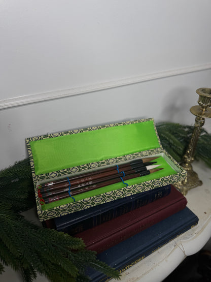 Vintage 1980s Chinese Paintbrush Set with Natural Bristles |Calligraphy Set