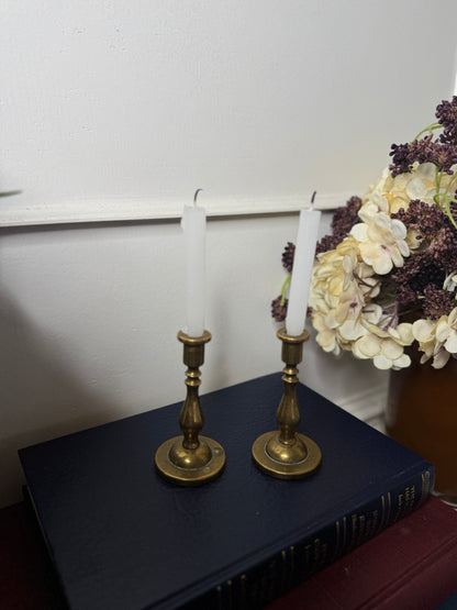 Vintage European Brass Candlesticks Pair