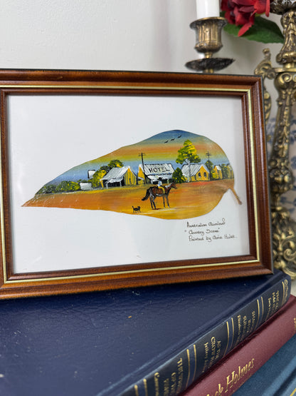 Australian Oil Painting on Gumtree Leaf by Corrie Hulst