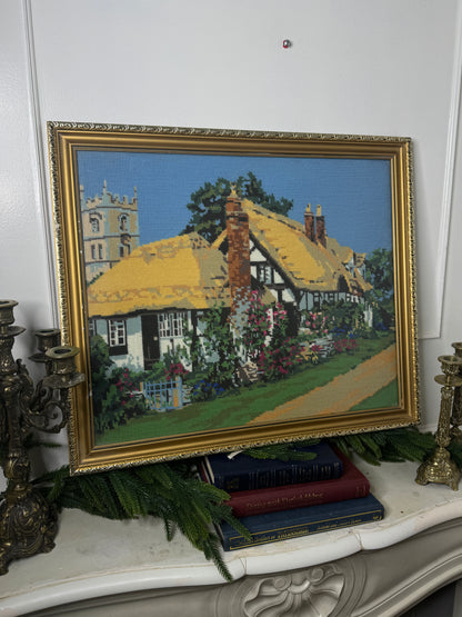 English Countryside Charm – Hand-Stitched Gobelin Embroidery Art