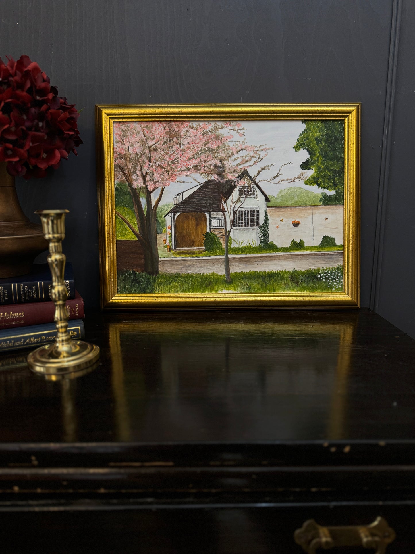 Blossoms at Bramble Cottage - Original Oil Painting by N.G. Reynolds