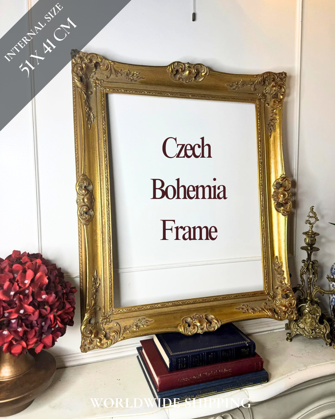 Czech Royalty – Vintage Gold Gilt Ornate Frame from Bohemia