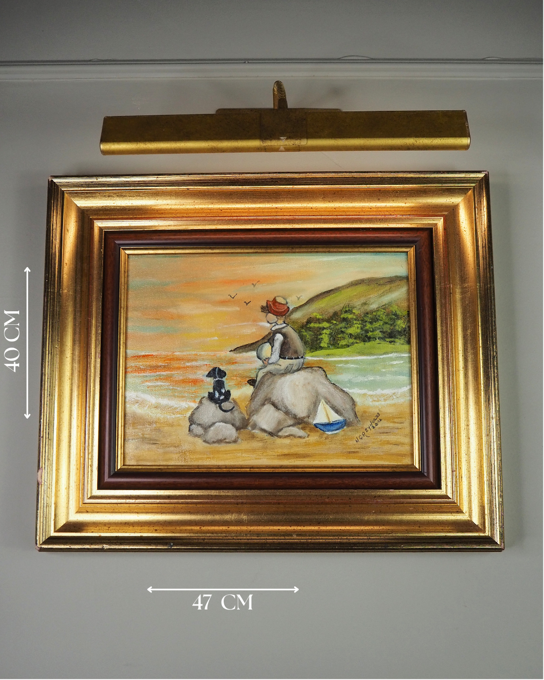 Seaside Bond - Original Oil painting by N.G. Reynolds in Double Frame