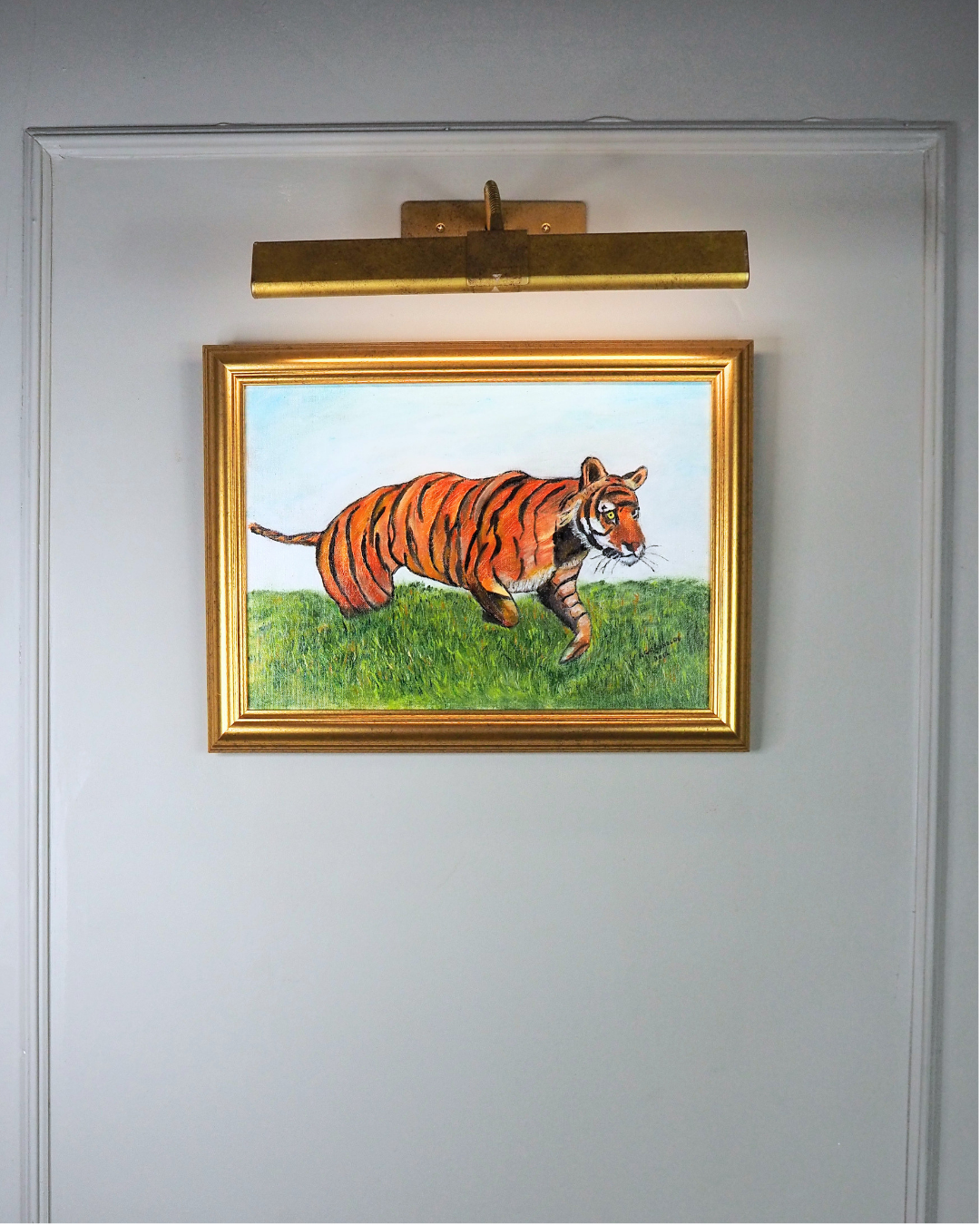Regal Stripes – Vintage Tiger Portrait Oil Painting  by N.G. Reynolds