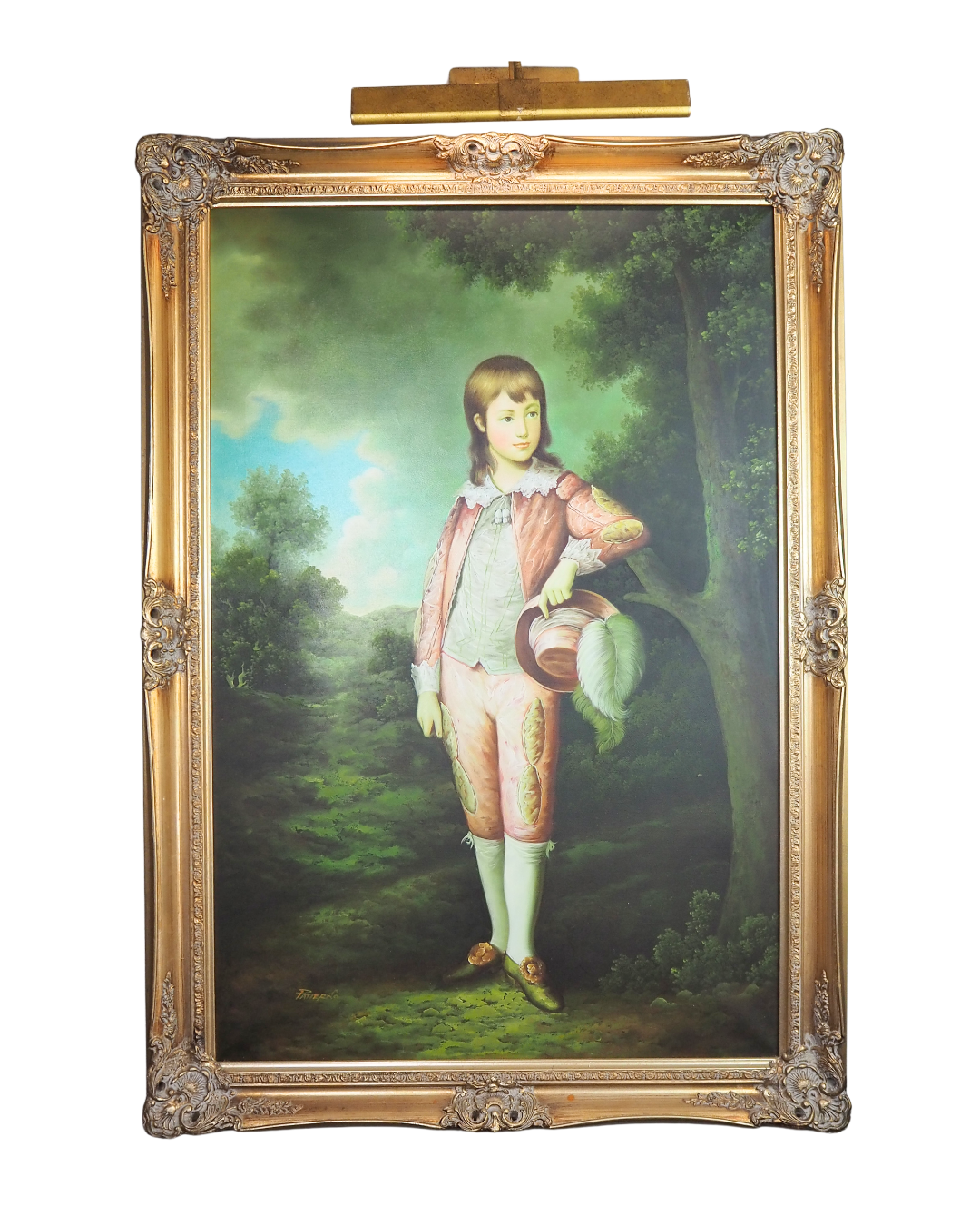 The Pink Boy After Thomas Gainsborough -  Signed Large Portrait Oil Painting by Patierno