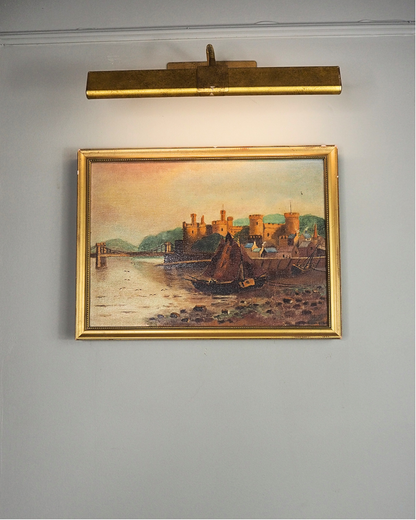 Harbour Serenity – Signed 1934 Vintage Seascape Oil Painting
