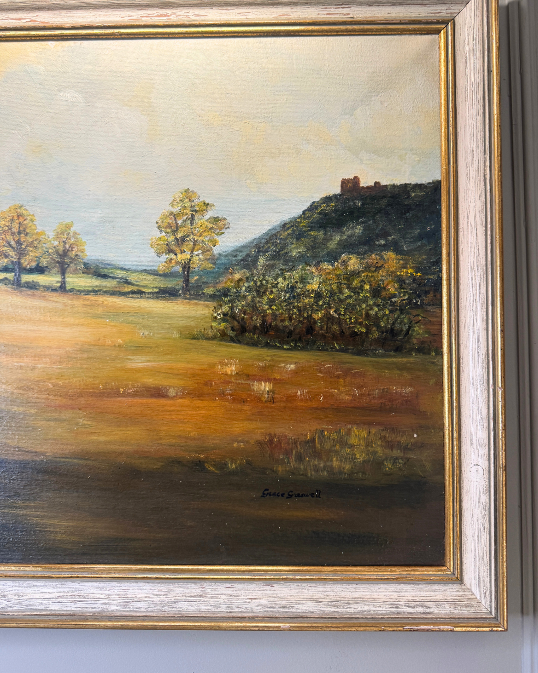 Vintage Original Oil Painting by Grace Greswell – Rustic Countryside Landscape