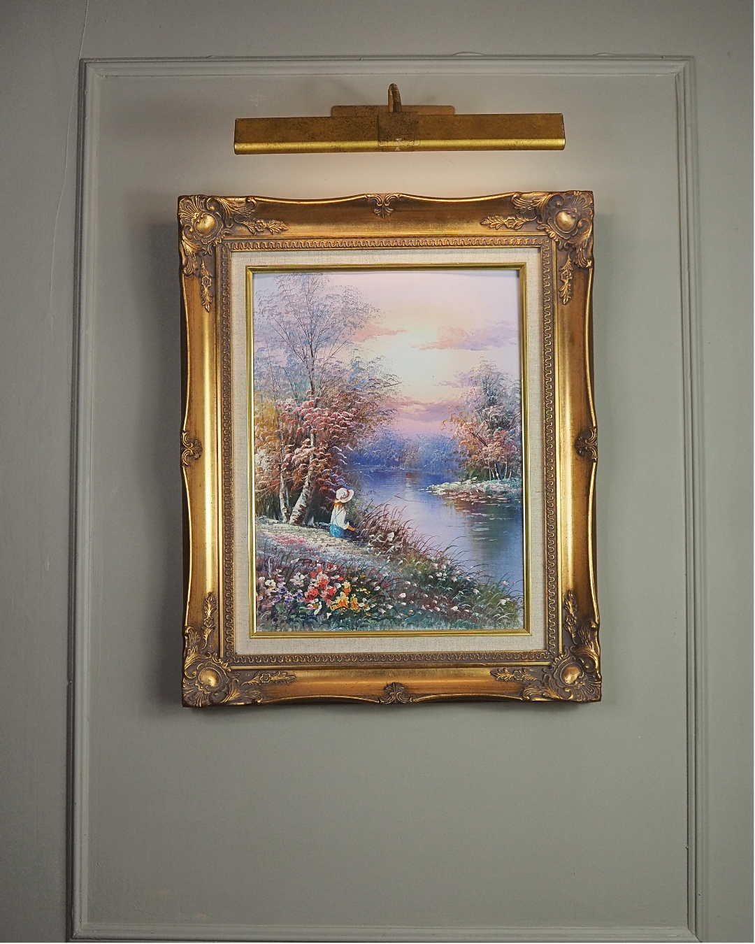 Fishing Girl- Impressionist Oil Painting by P. Minton