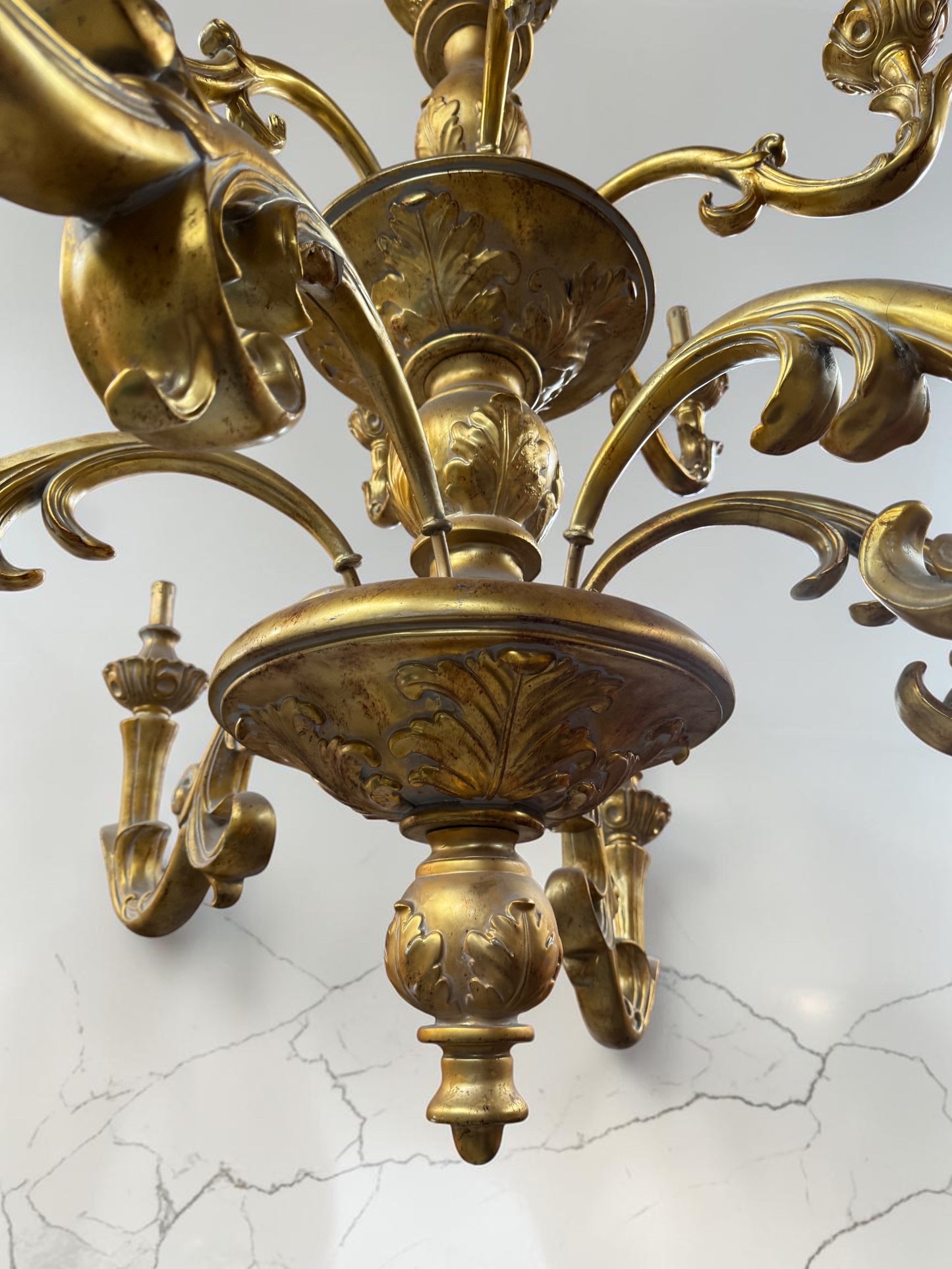 Huge Vintage French Gilded Ornate Chandelier | Extra Large 2 Tier Chandelier