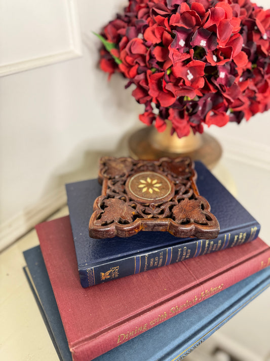 Vintage Rustic Indian Wooden Mini Plant Stand