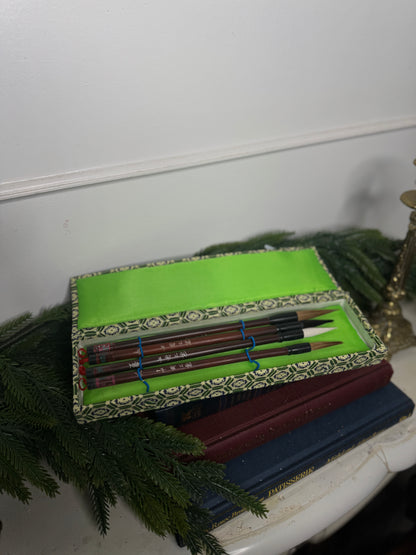 Vintage 1980s Chinese Paintbrush Set with Natural Bristles |Calligraphy Set