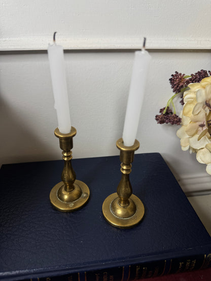 Vintage European Brass Candlesticks Pair