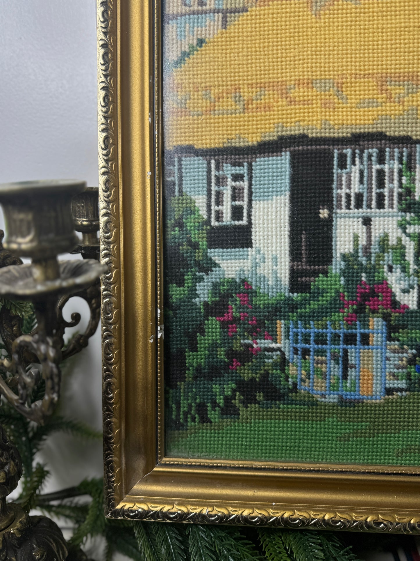 English Countryside Charm – Hand-Stitched Gobelin Embroidery Art