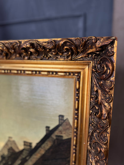 Extra Large - Antique Textured Print in Gold Ornate Frame