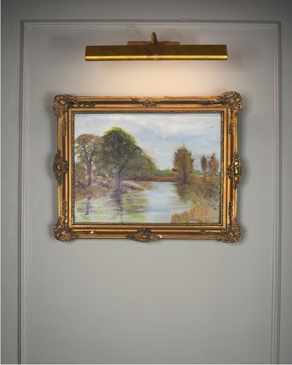 Original Oil Painting – Rustic Field Landscape by D. Walker in Gold Chippendale Frame