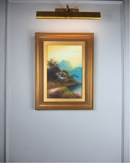 Landscape Oil Painting – Solitary House in Mountain Field