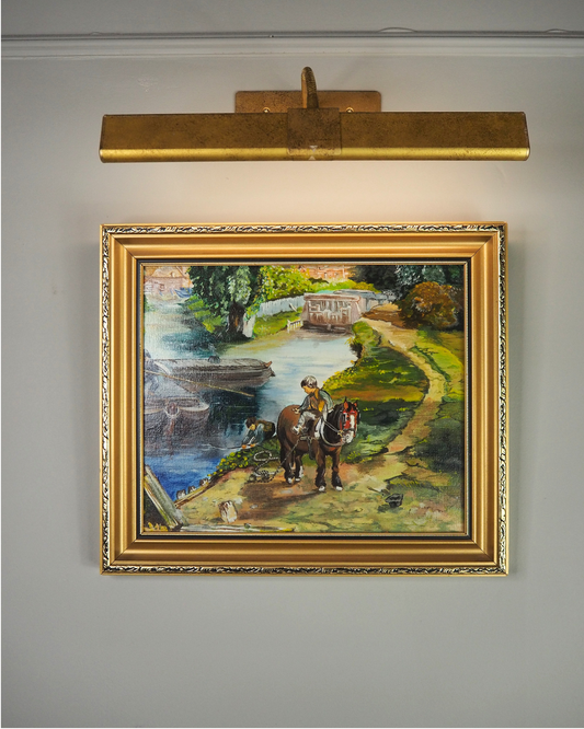 River Ride – Vintage Oil Painting in Ornate Gold Gilt Frame