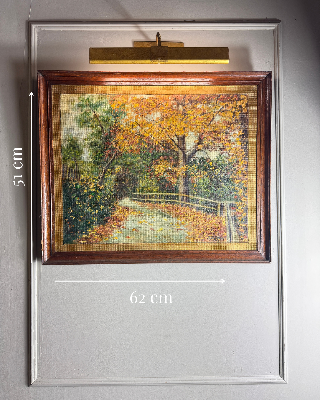 The Autumn Country Lane – Original Oil Painting by H. Hutchings, 1988